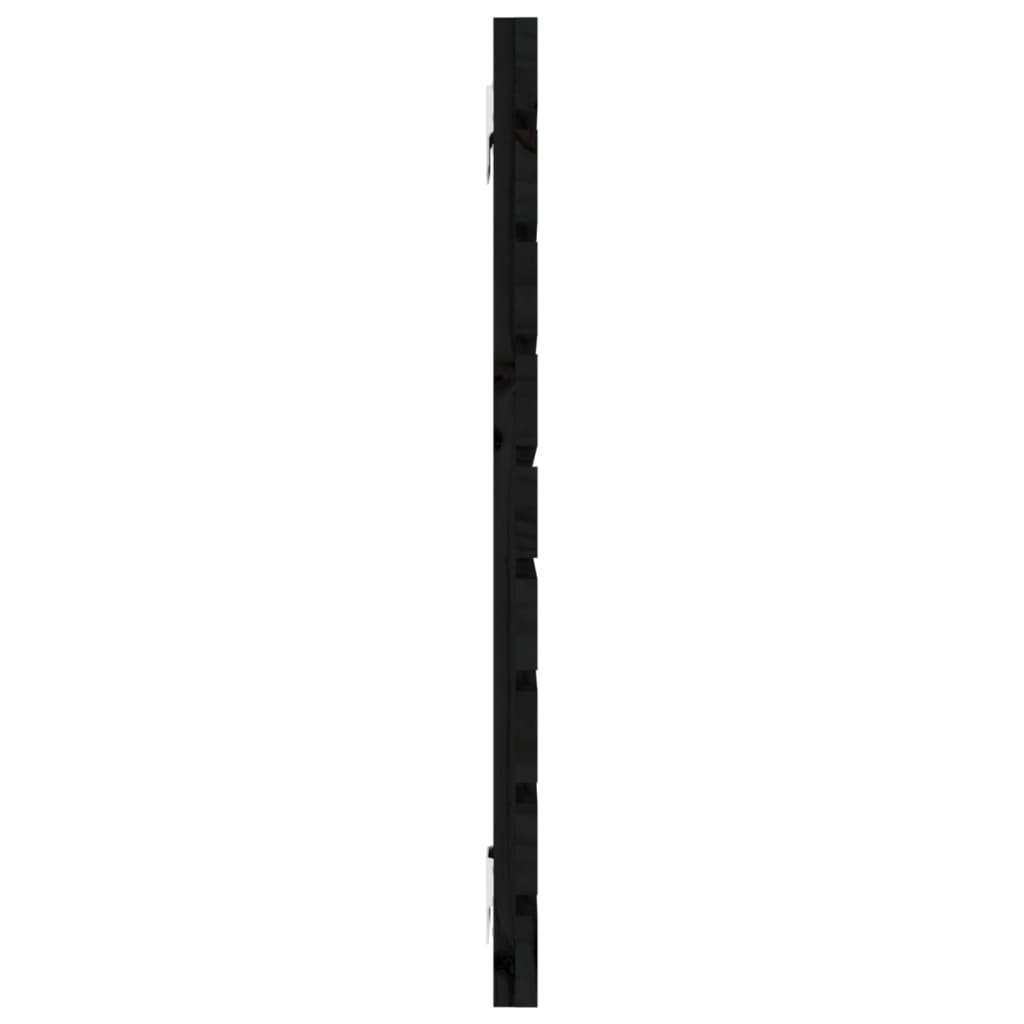 Veggmontert sengegavl svart 146x3x63 cm heltre furu