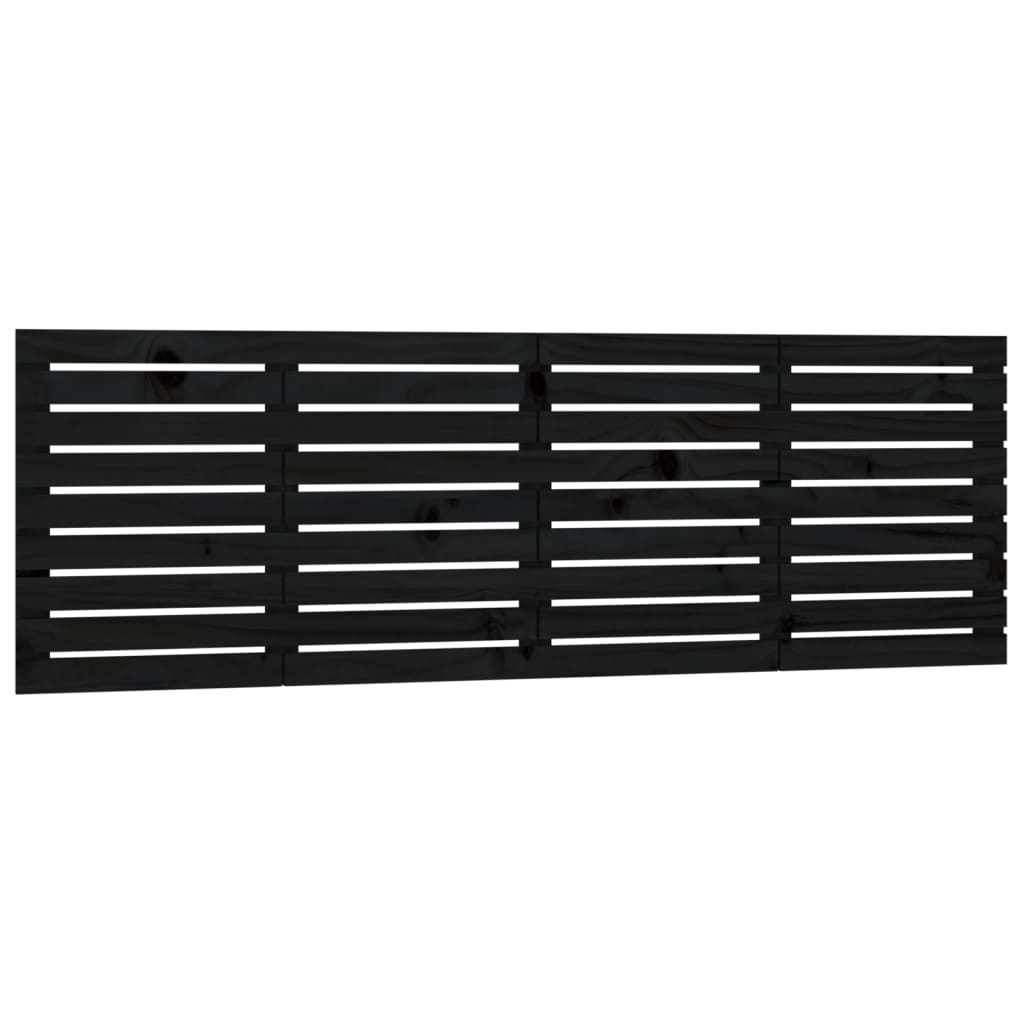 Veggmontert sengegavl svart 166x3x63 cm heltre furu