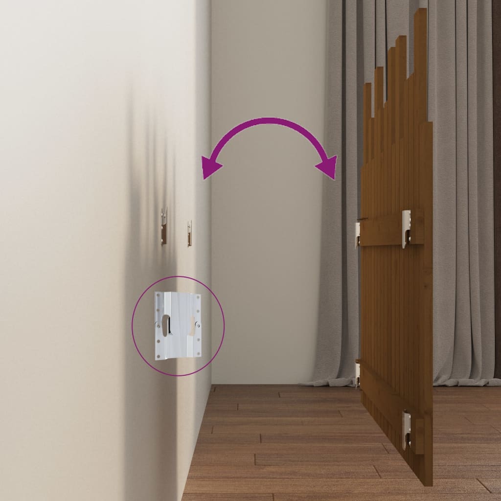 Veggmontert hodegavl honningbrun 108x3x80 cm heltre furu vidaXL