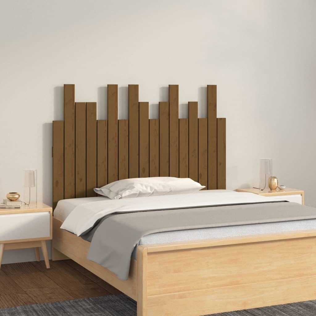 Veggmontert hodegavl honningbrun 108x3x80 cm heltre furu vidaXL