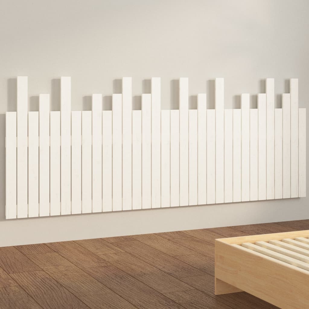 Veggmontert sengegavl hvit 204x3x80 cm heltre furu