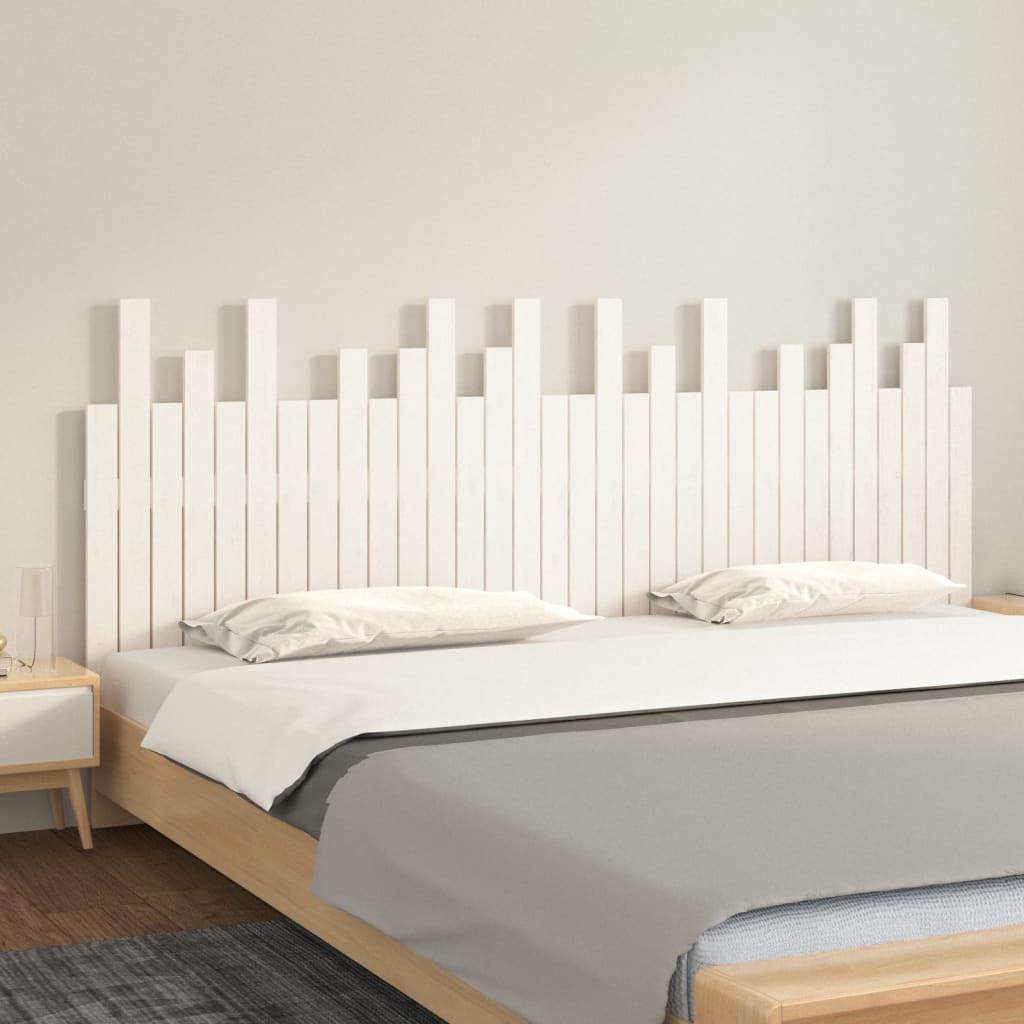 Veggmontert sengegavl hvit 204x3x80 cm heltre furu