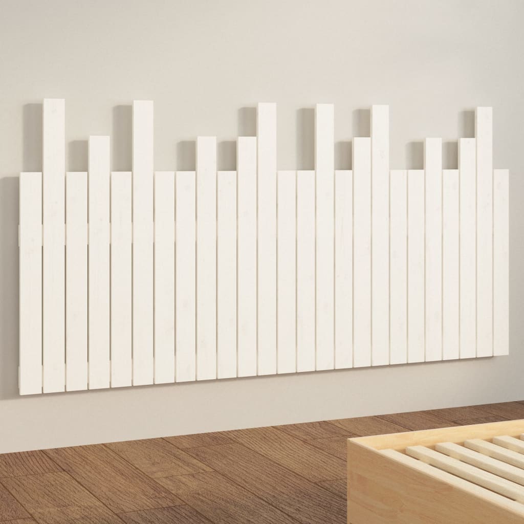 Veggmontert sengegavl hvit 159,5x3x80 cm heltre furu