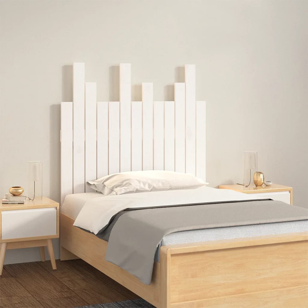 Veggmontert sengegavl hvit 82,5x3x80 cm heltre furu