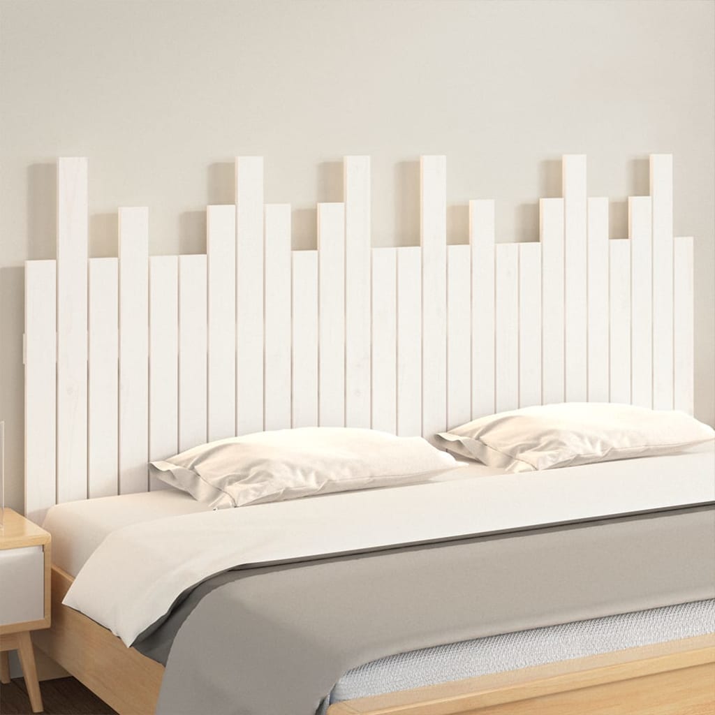 Veggmontert sengegavl hvit 166x3x80 cm heltre furu