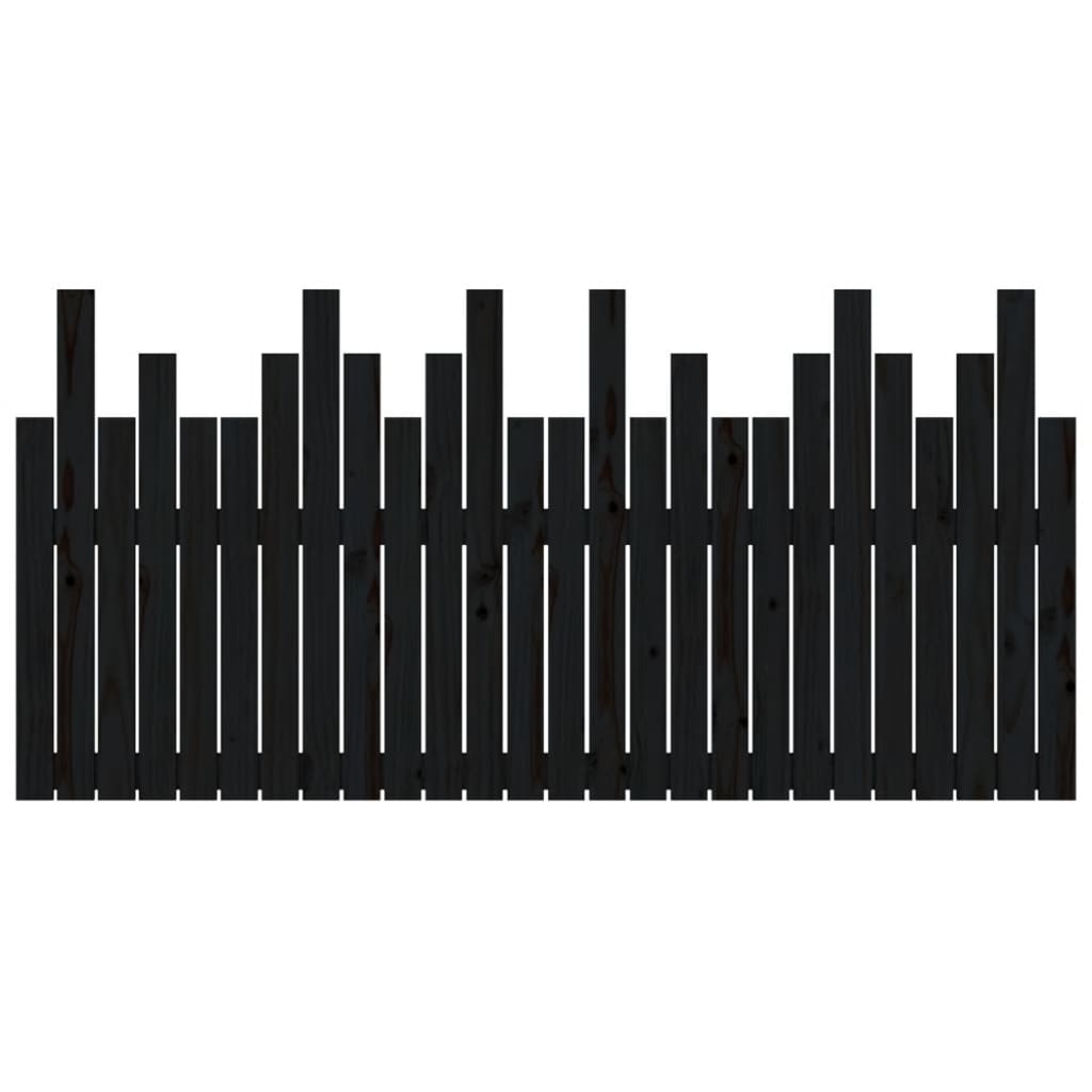 Veggmontert sengegavl svart 166x3x80 cm heltre furu