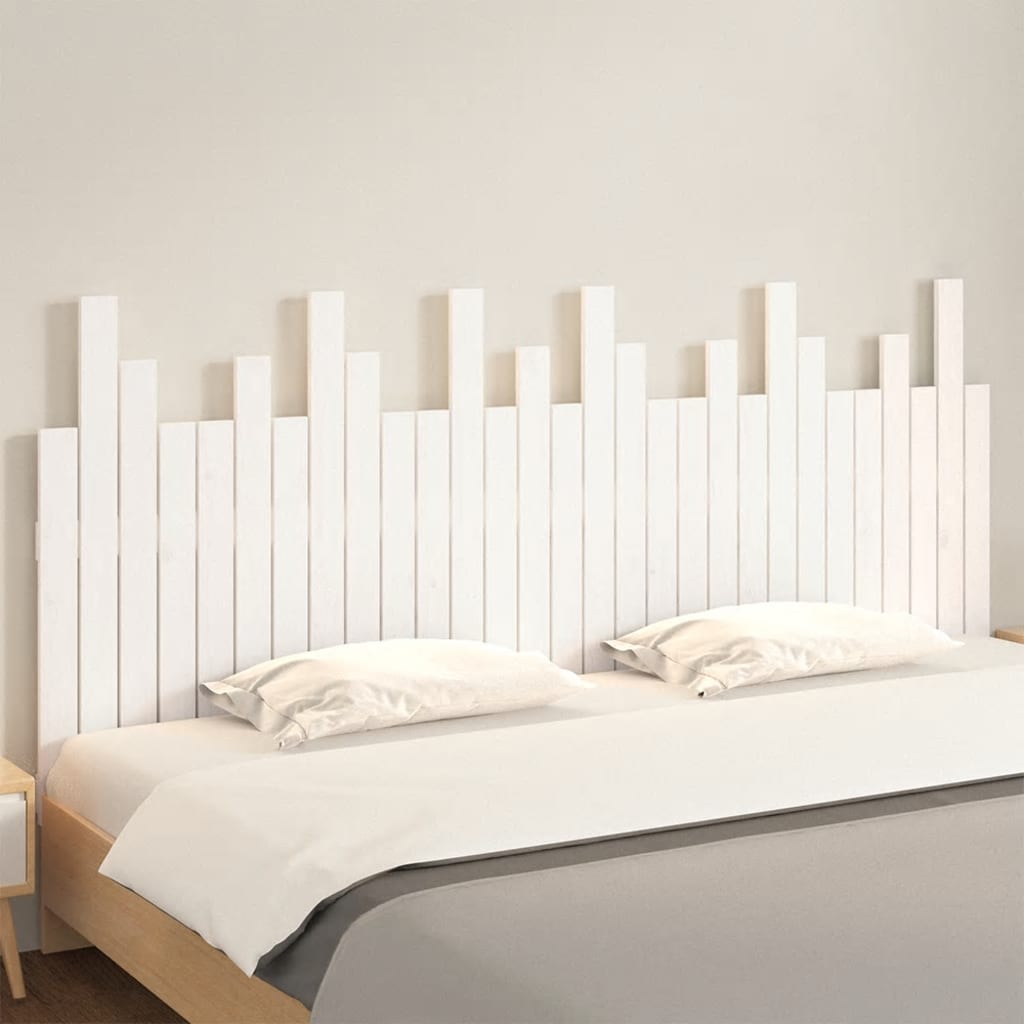 Veggmontert sengegavl hvit 185x3x80 cm heltre furu