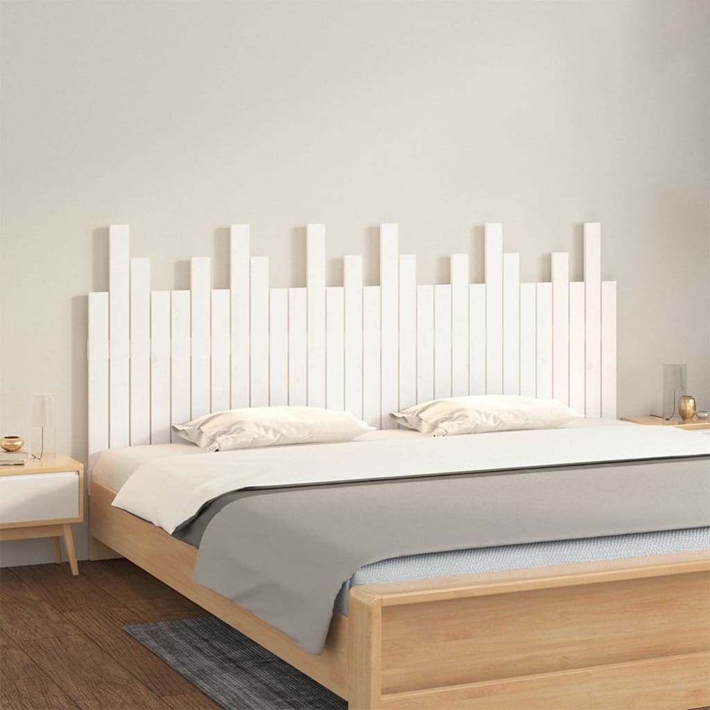 Veggmontert sengegavl hvit 185x3x80 cm heltre furu