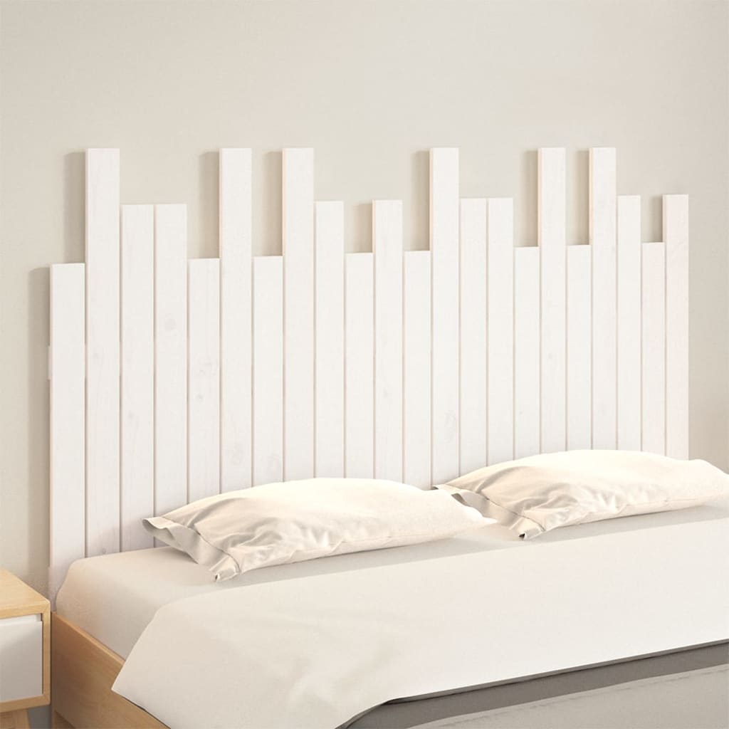 Veggmontert sengegavl hvit 140x3x80 cm heltre furu