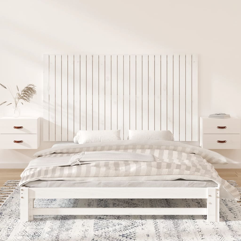 Veggmontert sengegavl hvit 159,5x3x90 cm heltre furu