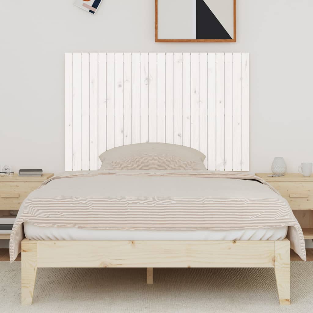Veggmontert sengegavl hvit 140x3x90 cm heltre furu