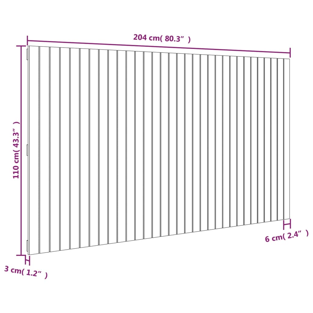 Veggmontert hodegavl 204x3x110 cm heltre furu
