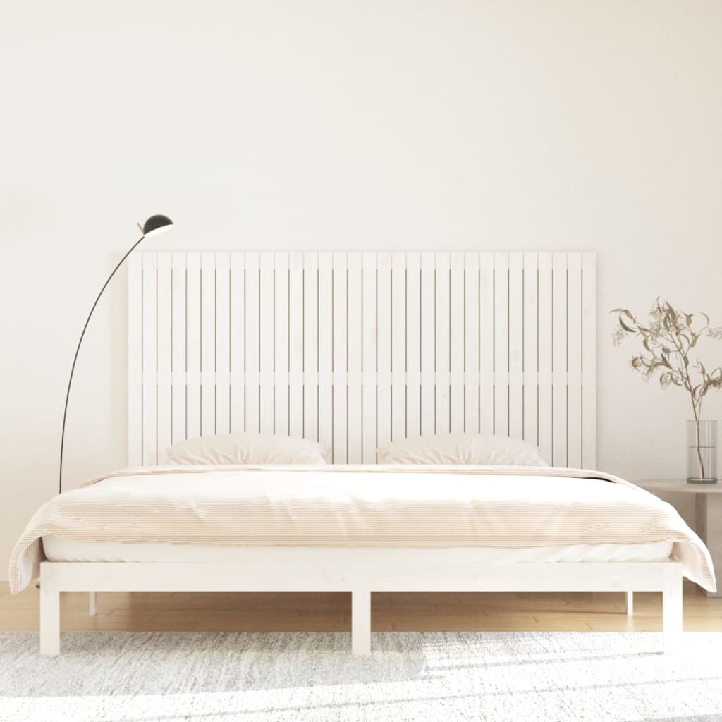 Veggmontert sengegavl hvit 204x3x110 cm heltre furu
