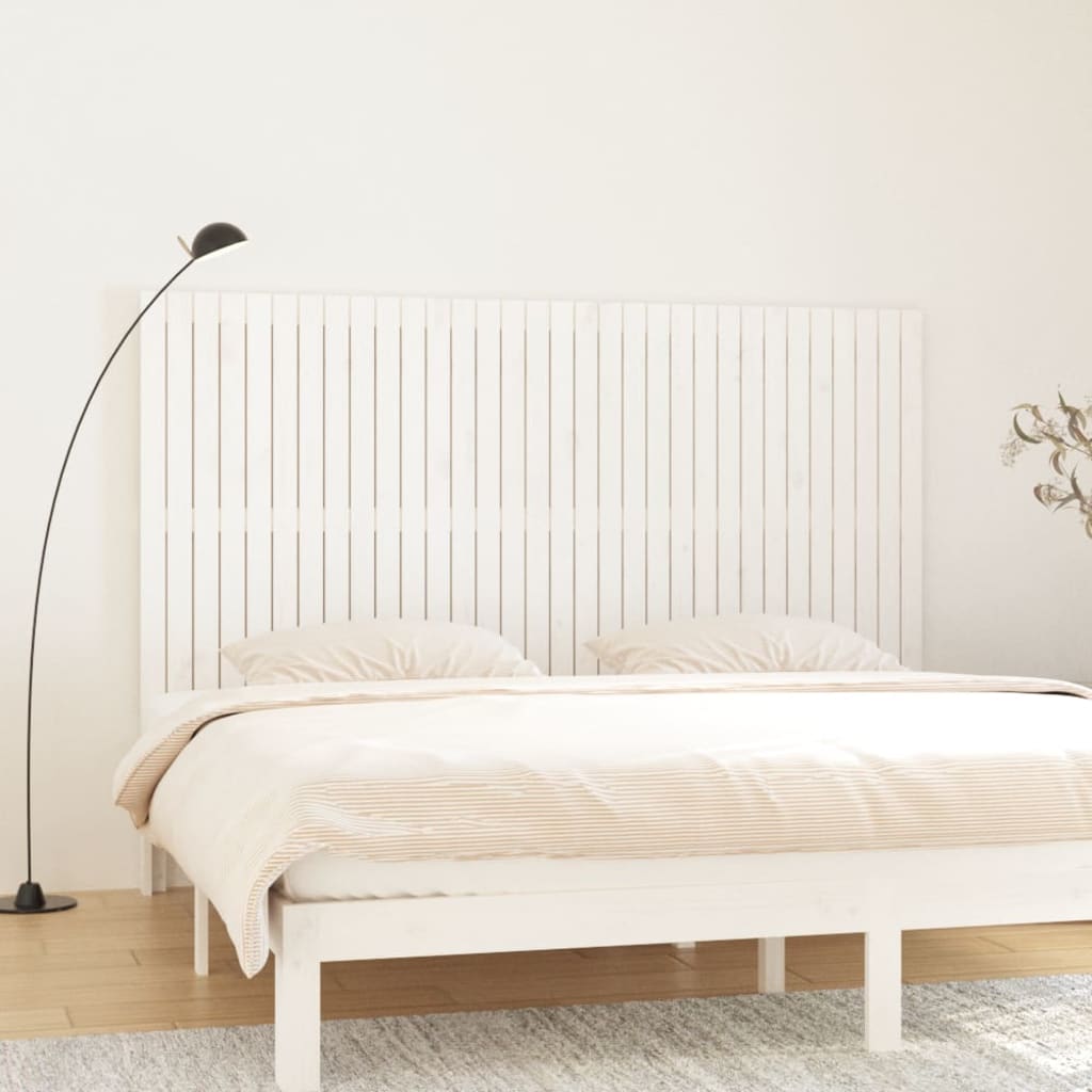 Veggmontert sengegavl hvit 204x3x110 cm heltre furu