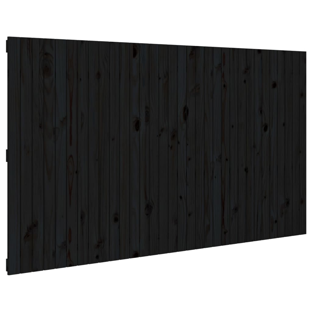 Veggmontert sengegavl svart 204x3x110 cm heltre furu