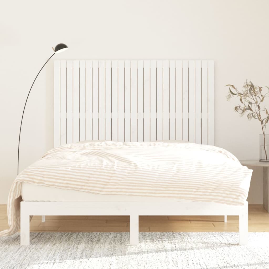 Veggmontert sengegavl hvit 159,5x3x110 cm heltre furu