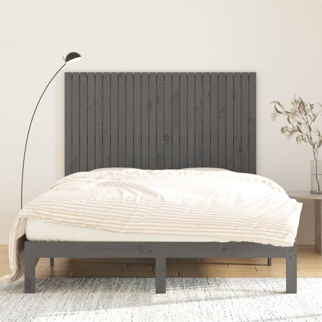 Veggmontert sengegavl grå 159,5x3x110 cm heltre furu vidaXL