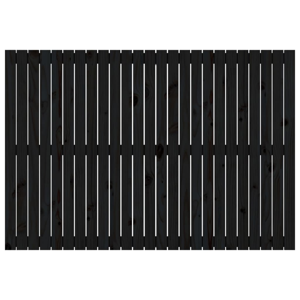 Veggmontert sengegavl svart 159,5x3x110 cm heltre furu