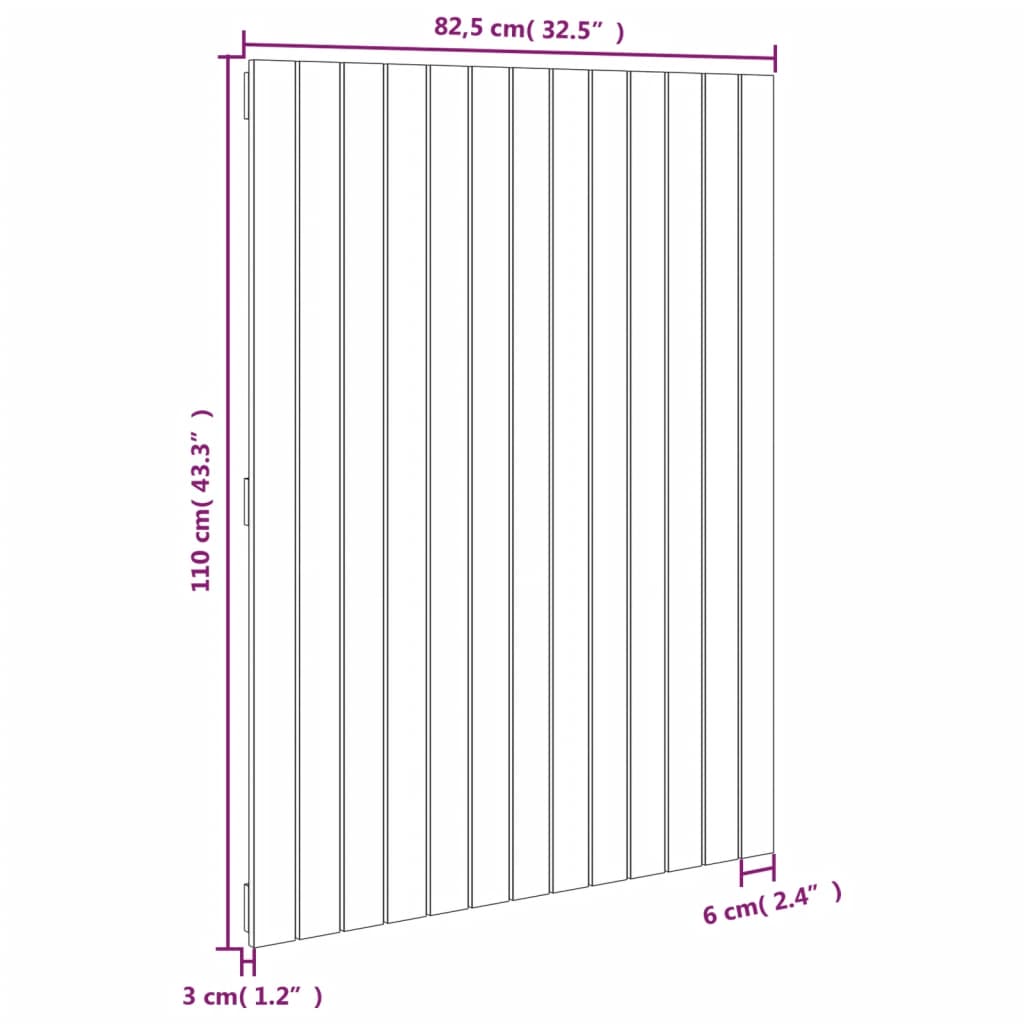 Veggmontert hodegavl 82,5x3x110 cm heltre furu