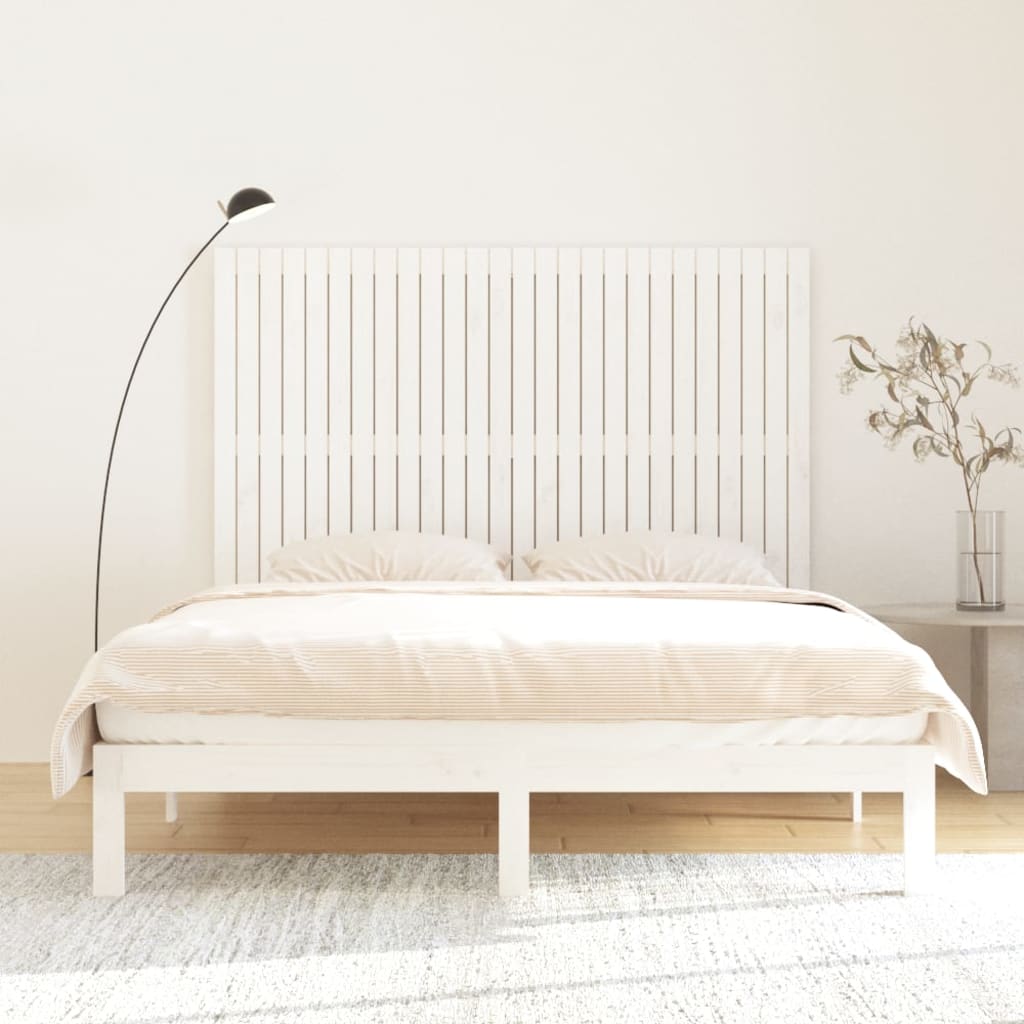 Veggmontert sengegavl hvit 166x3x110 cm heltre furu