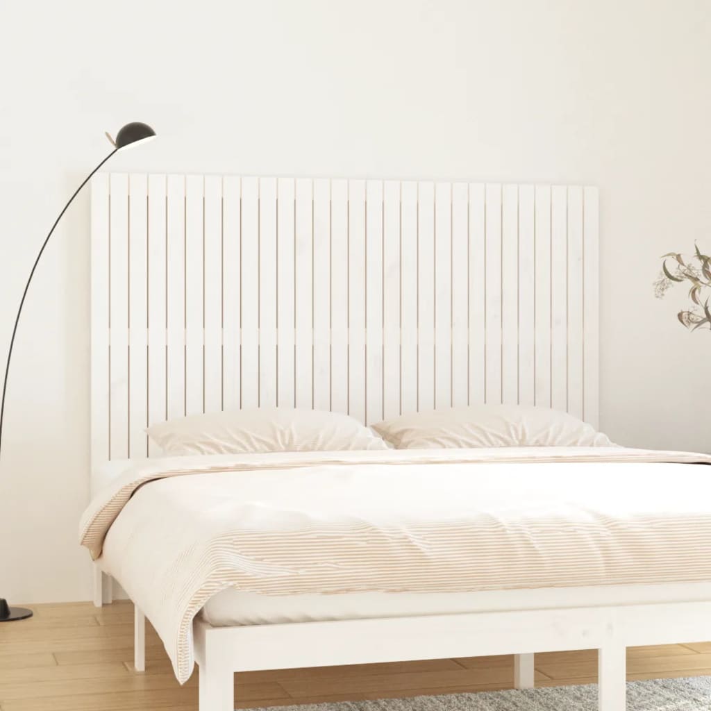 Veggmontert sengegavl hvit 185x3x110 cm heltre furu