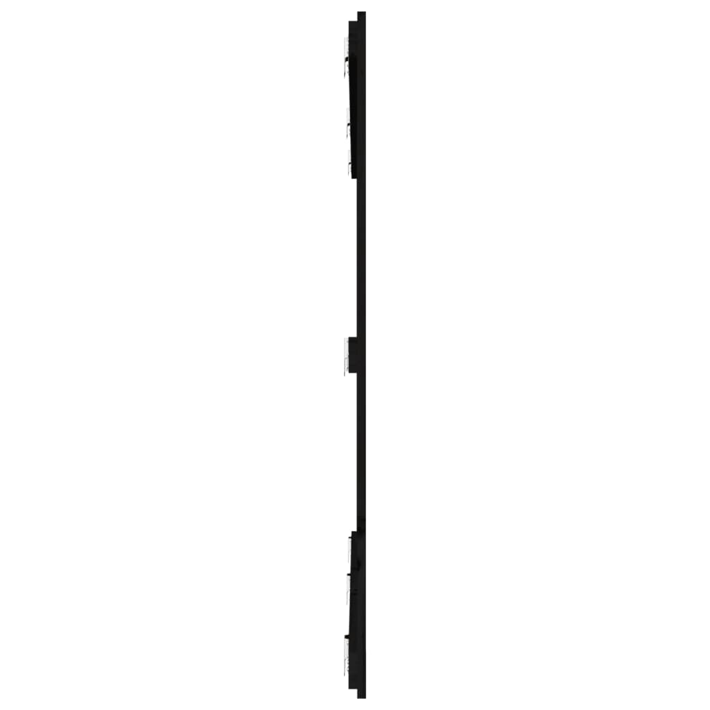 Veggmontert sengegavl svart 185x3x110 cm heltre furu