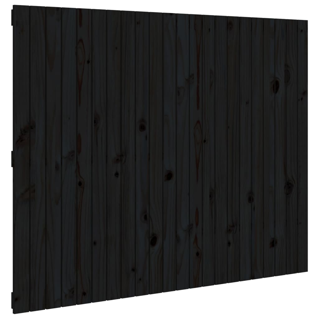 Veggmontert sengegavl svart 140x3x110 cm heltre furu