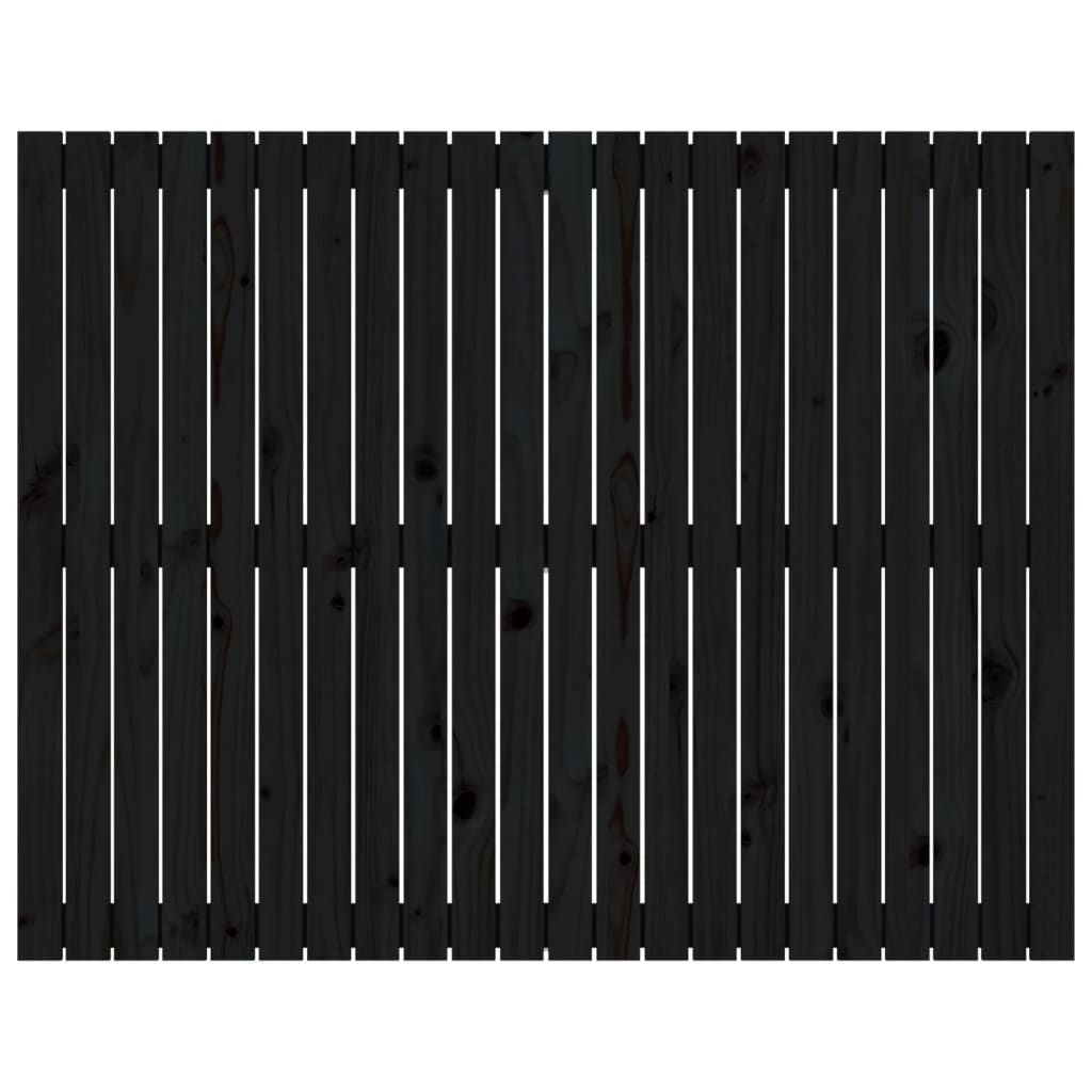 Veggmontert sengegavl svart 140x3x110 cm heltre furu