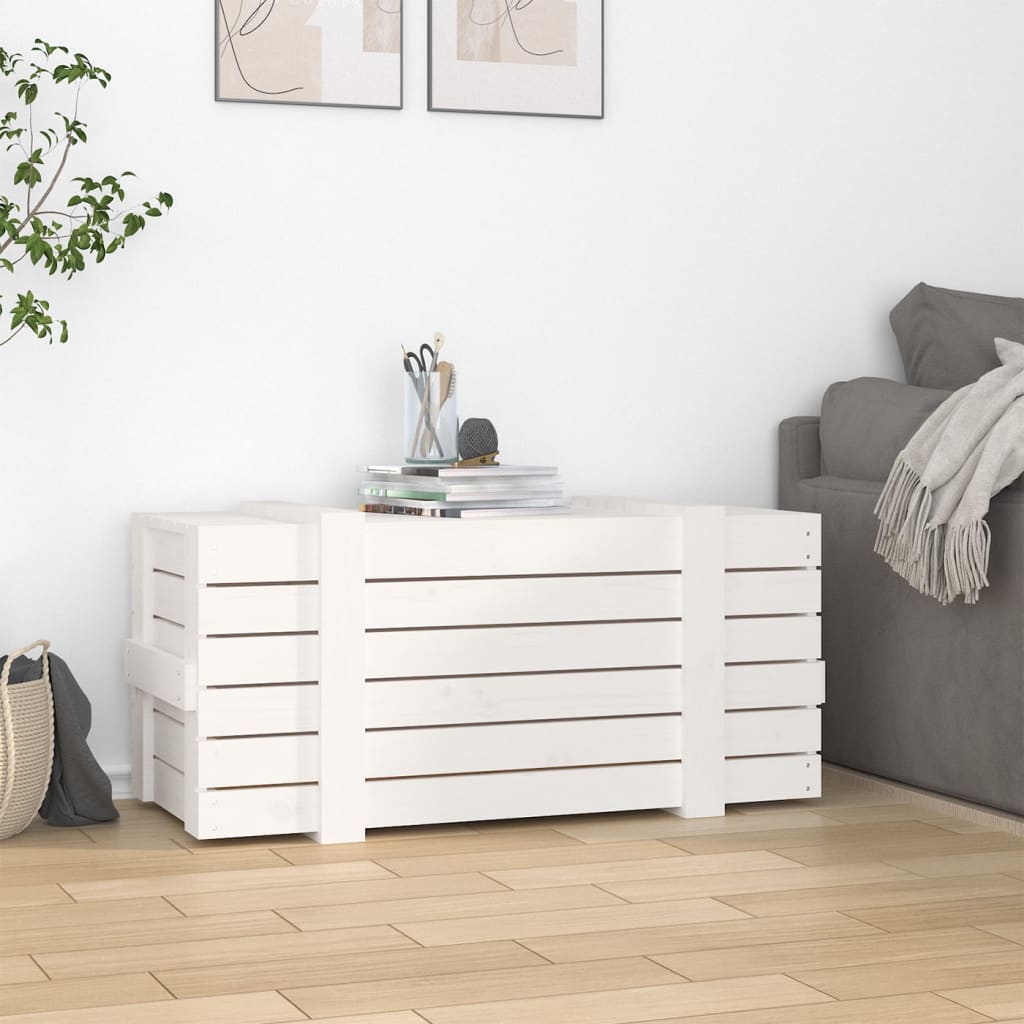 Putekasse hvit 91x40,5x42 cm heltre furu