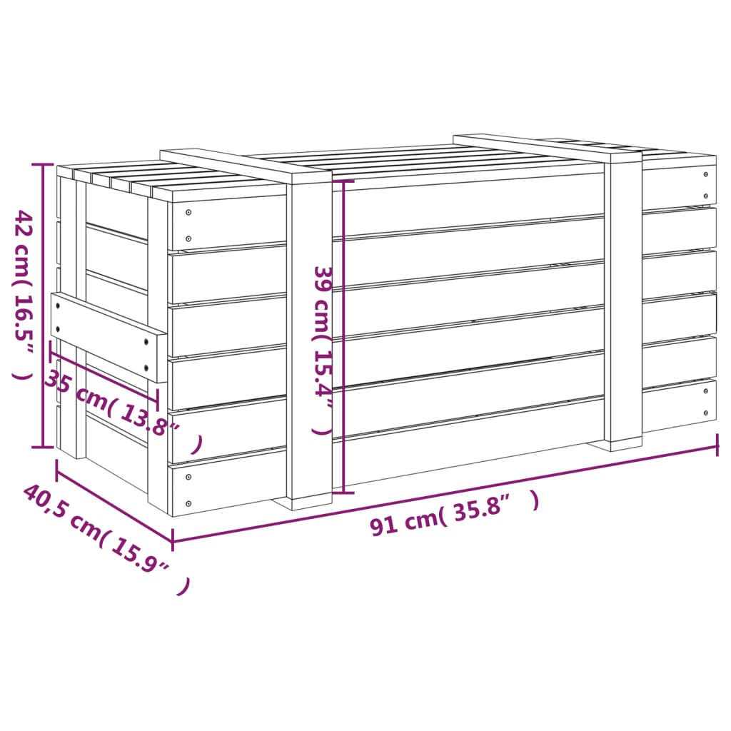 Putekasse hvit 91x40,5x42 cm heltre furu
