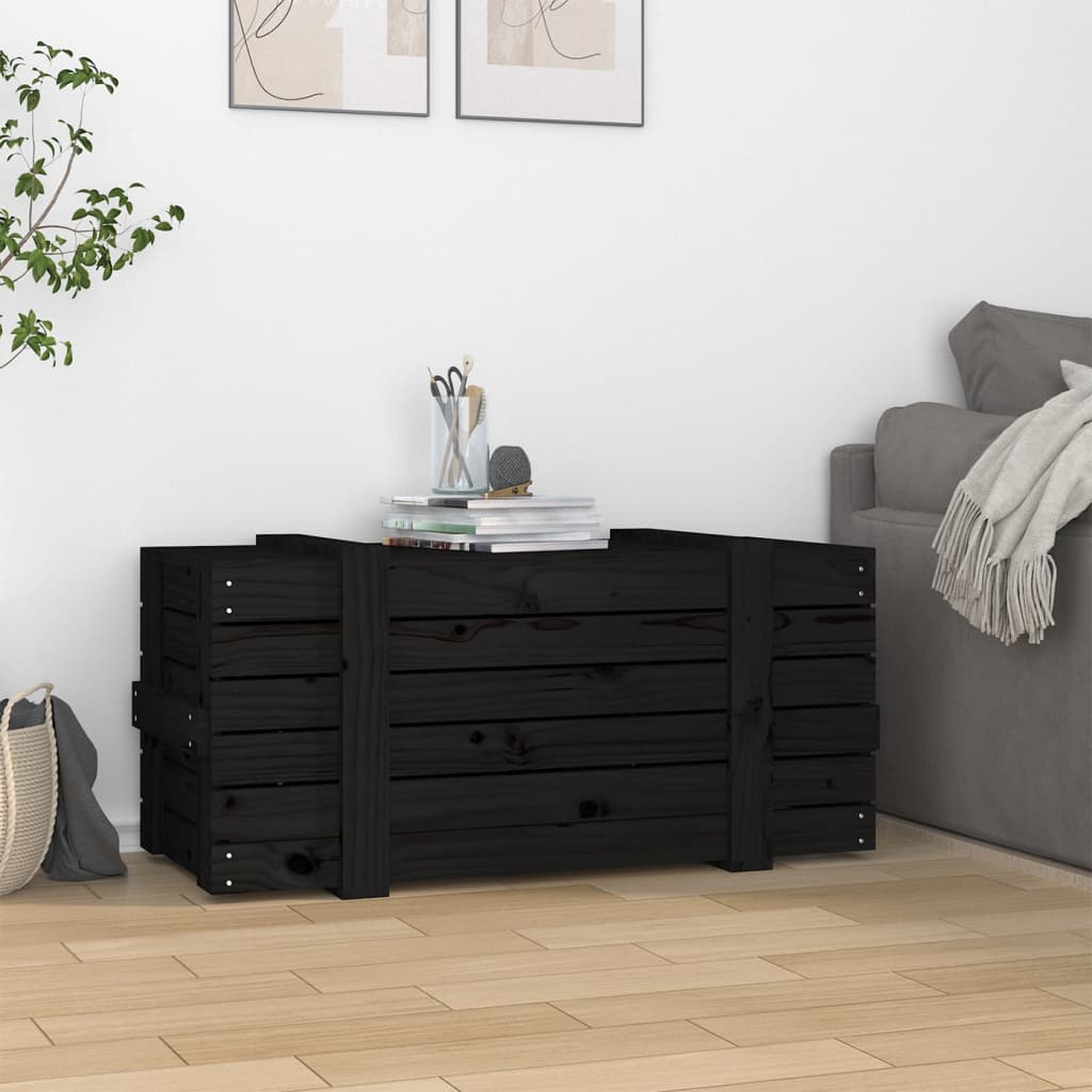 Putekasse svart 91x40,5x42 cm heltre furu
