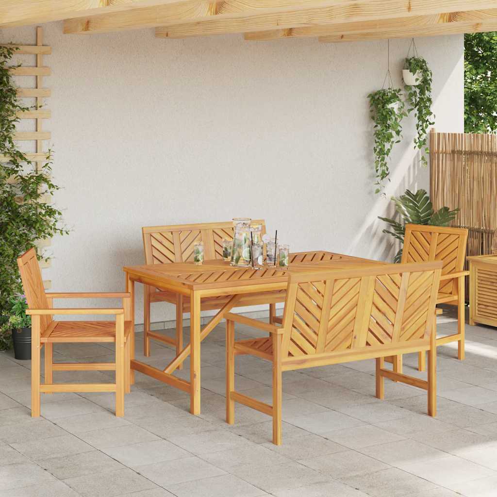Hage Spisegruppe 5 stk. Brun Solid akasietre