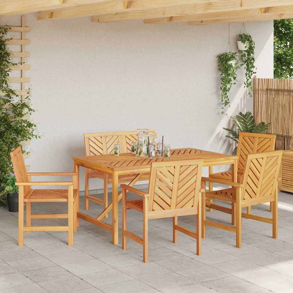 Hage Spisegruppe 6 stk. Brun Solid akasietre