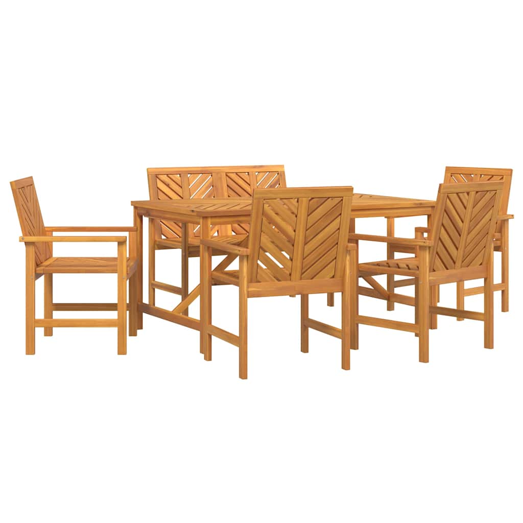 Hage Spisegruppe 6 stk. Brun Solid akasietre