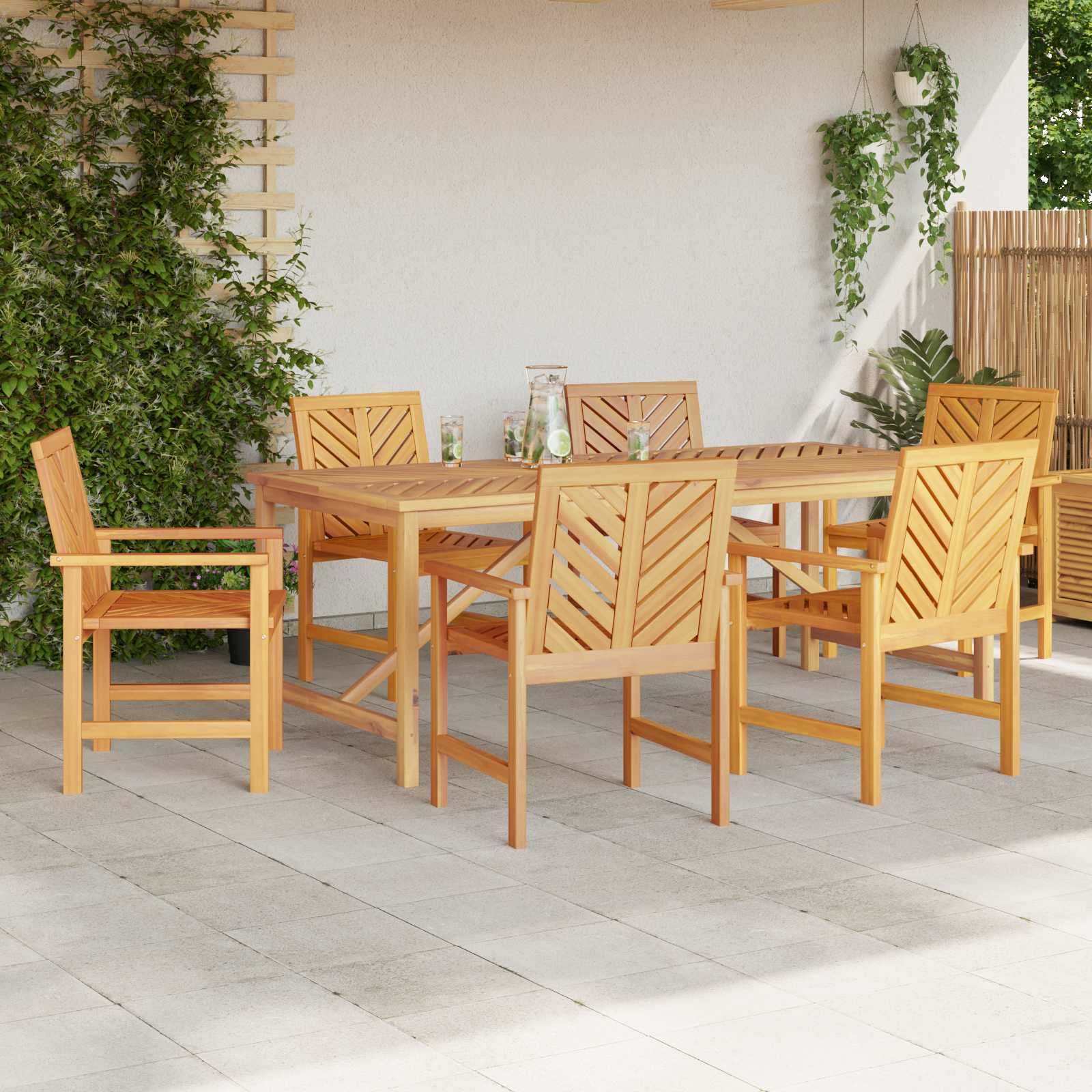 Hage Spisegruppe 7 pcs Brun Solid akasietre vidaXL