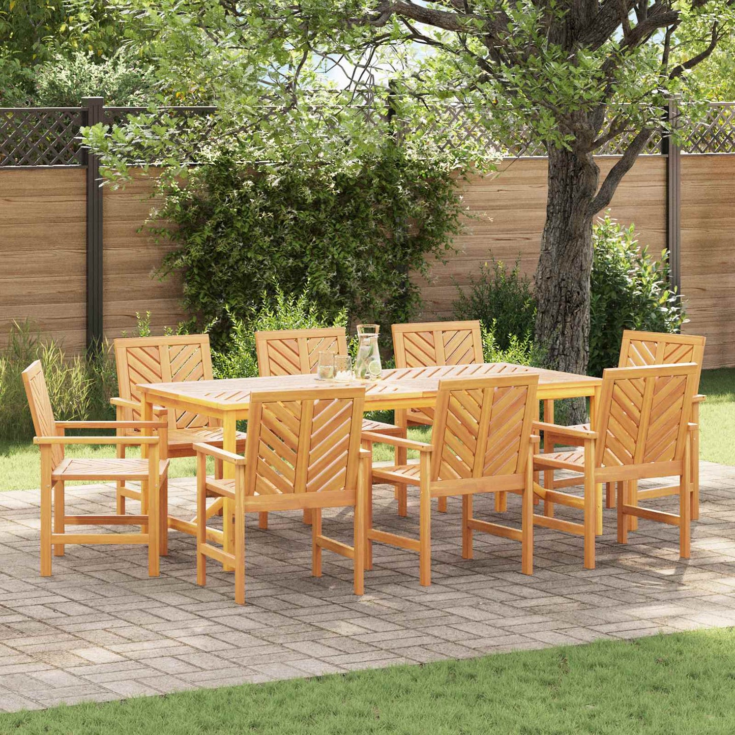 Hage Spisegruppe 9 pcs Brun Solid akasietre vidaXL