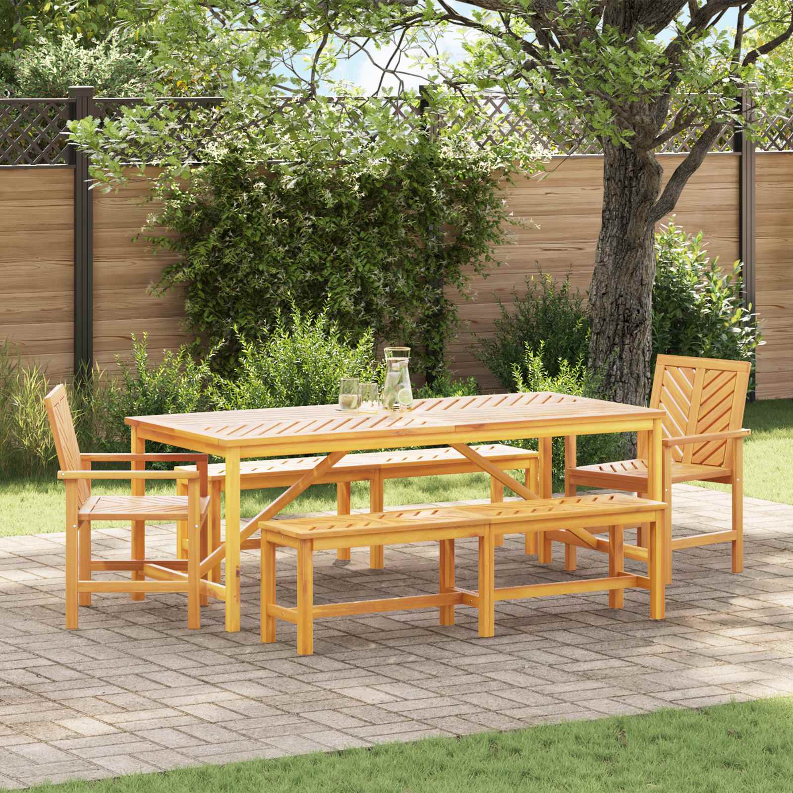 Hage Spisegruppe 5 pcs Brun Solid akasietre vidaXL