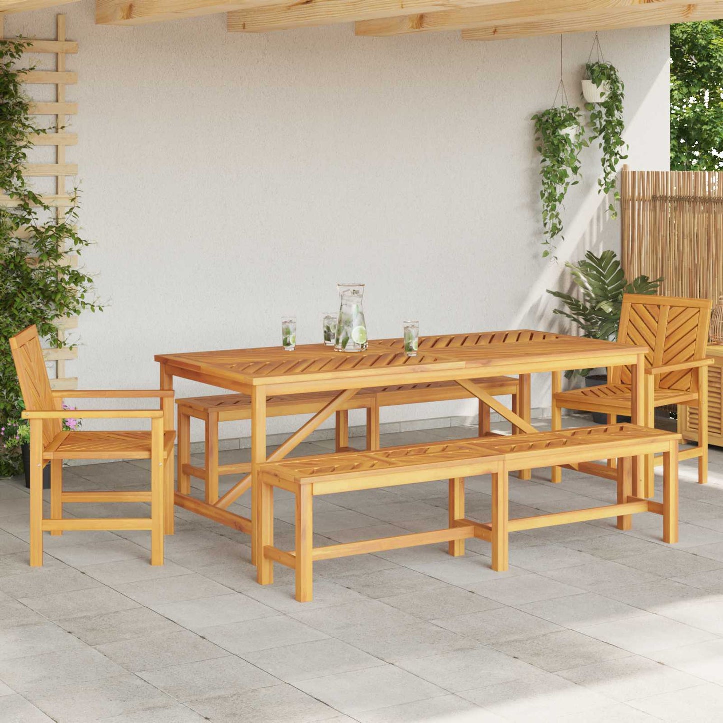 Hage Spisegruppe 5 pcs Brun Solid akasietre vidaXL