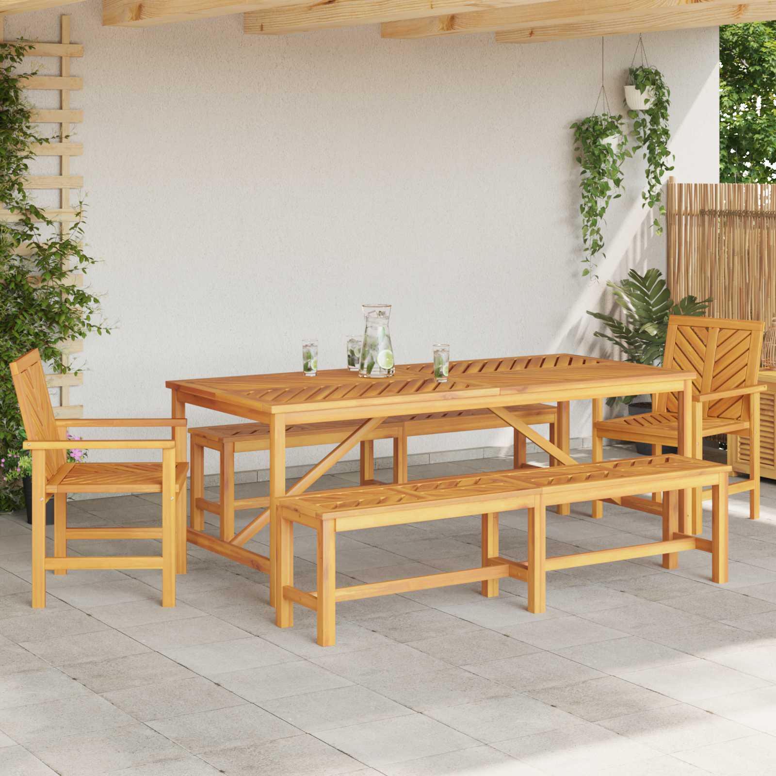 Hage Spisegruppe 5 pcs Brun Solid akasietre vidaXL
