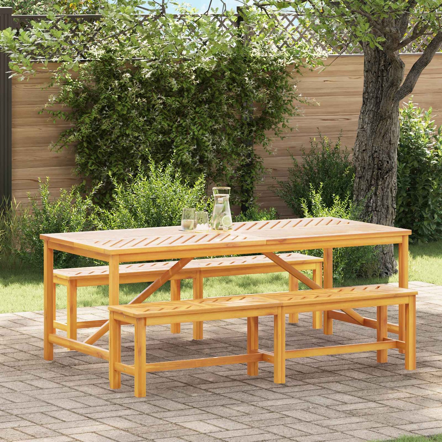 Hage Spisegruppe 3 pcs Brun Solid akasietre vidaXL