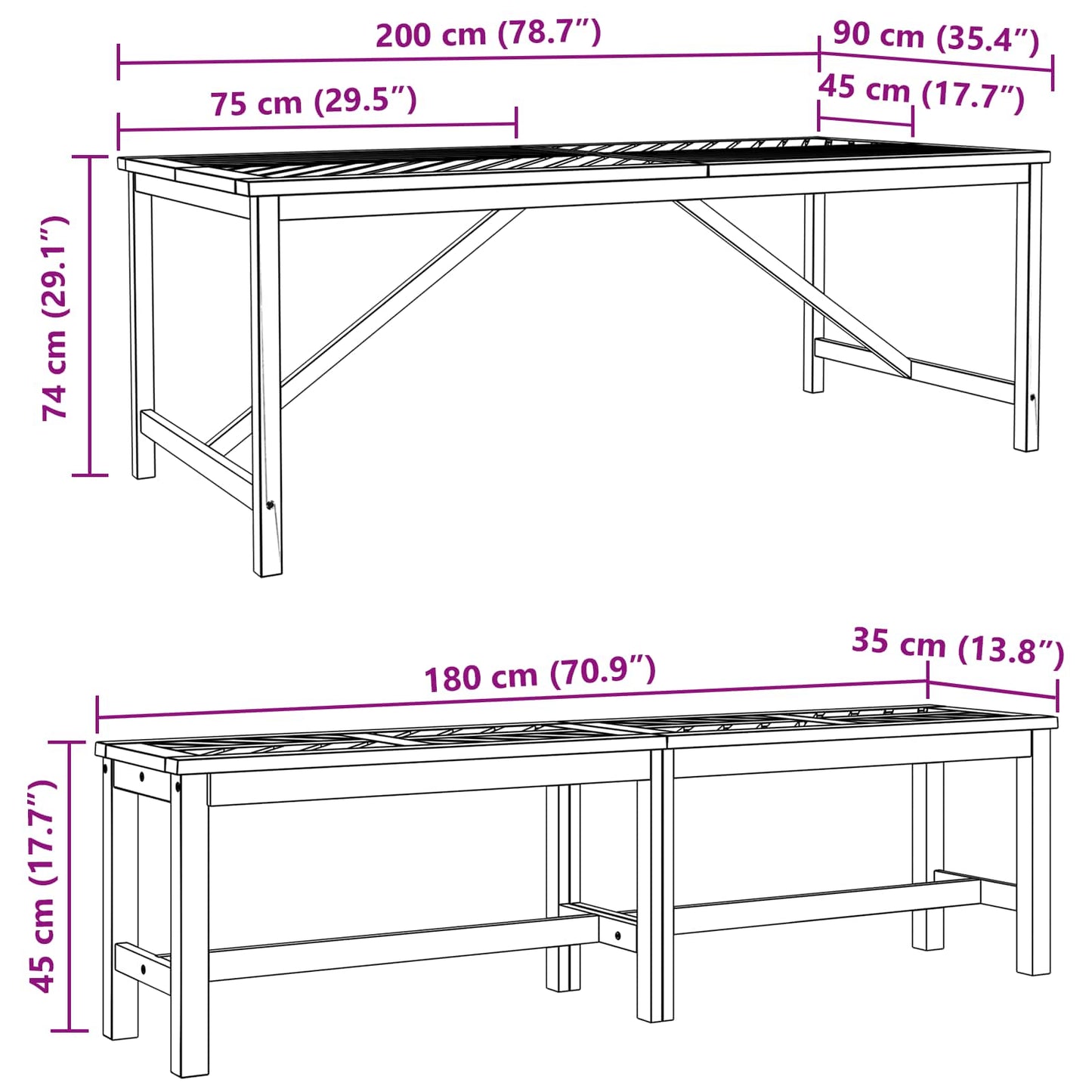 Hage Spisegruppe 3 pcs Brun Solid akasietre vidaXL