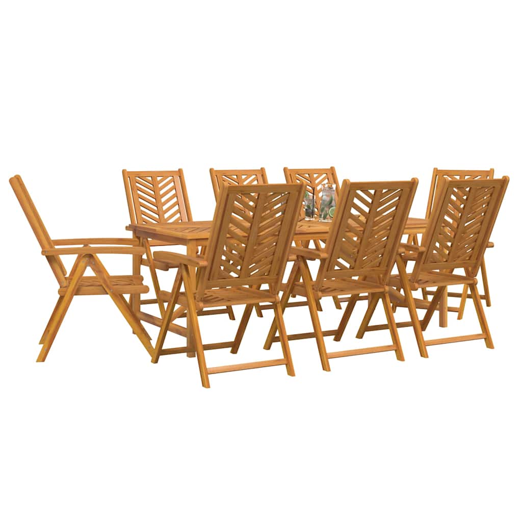 Hage Spisegruppe 9 pcs Brun Solid akasietre vidaXL