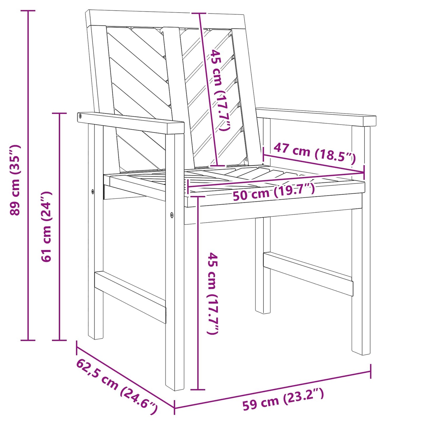 Hage lounge sett 4 pcs Brun Solid akasietre
