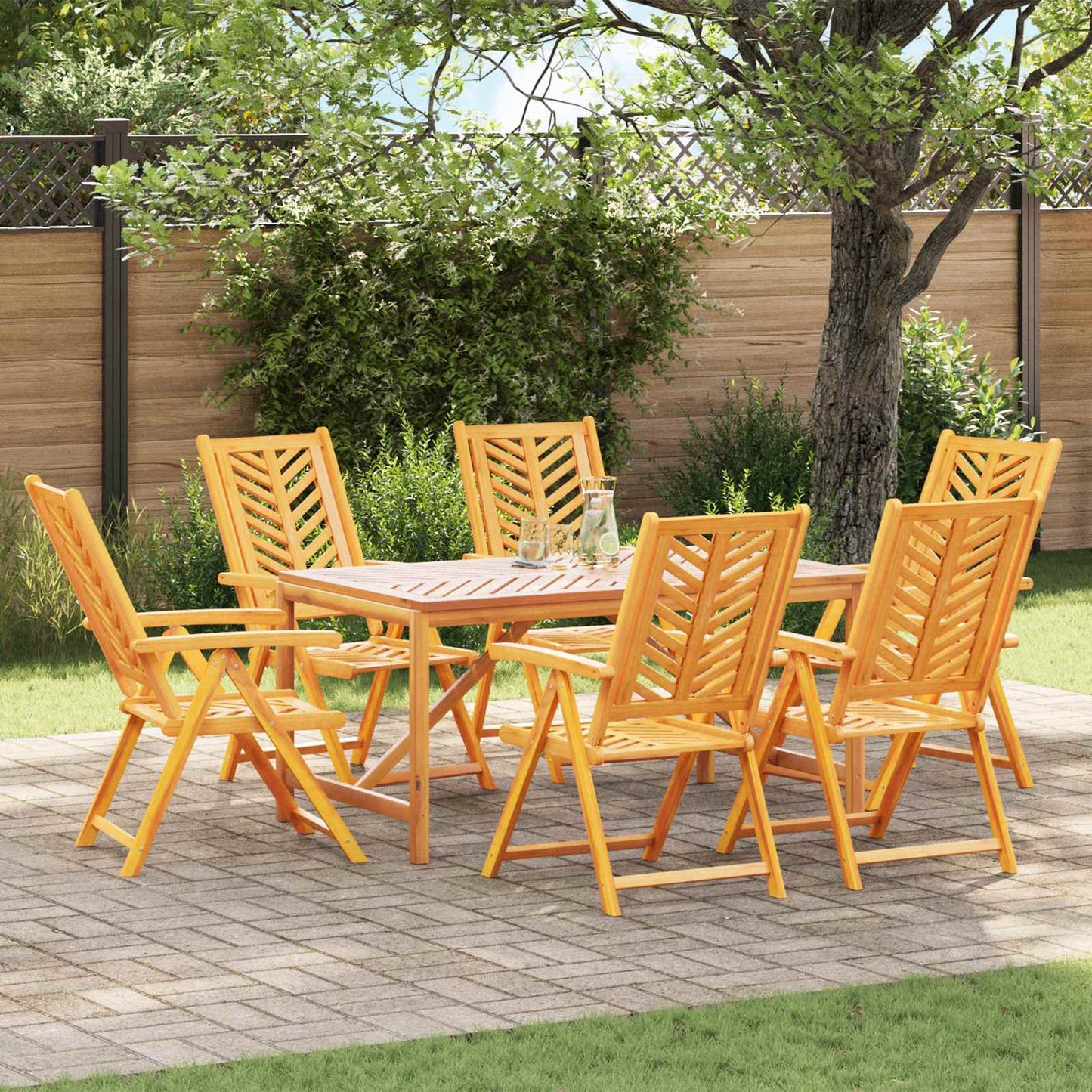 Hage Stol 6 pcs Brun 57 x 72 x 109 cm Solid akasietre vidaXL