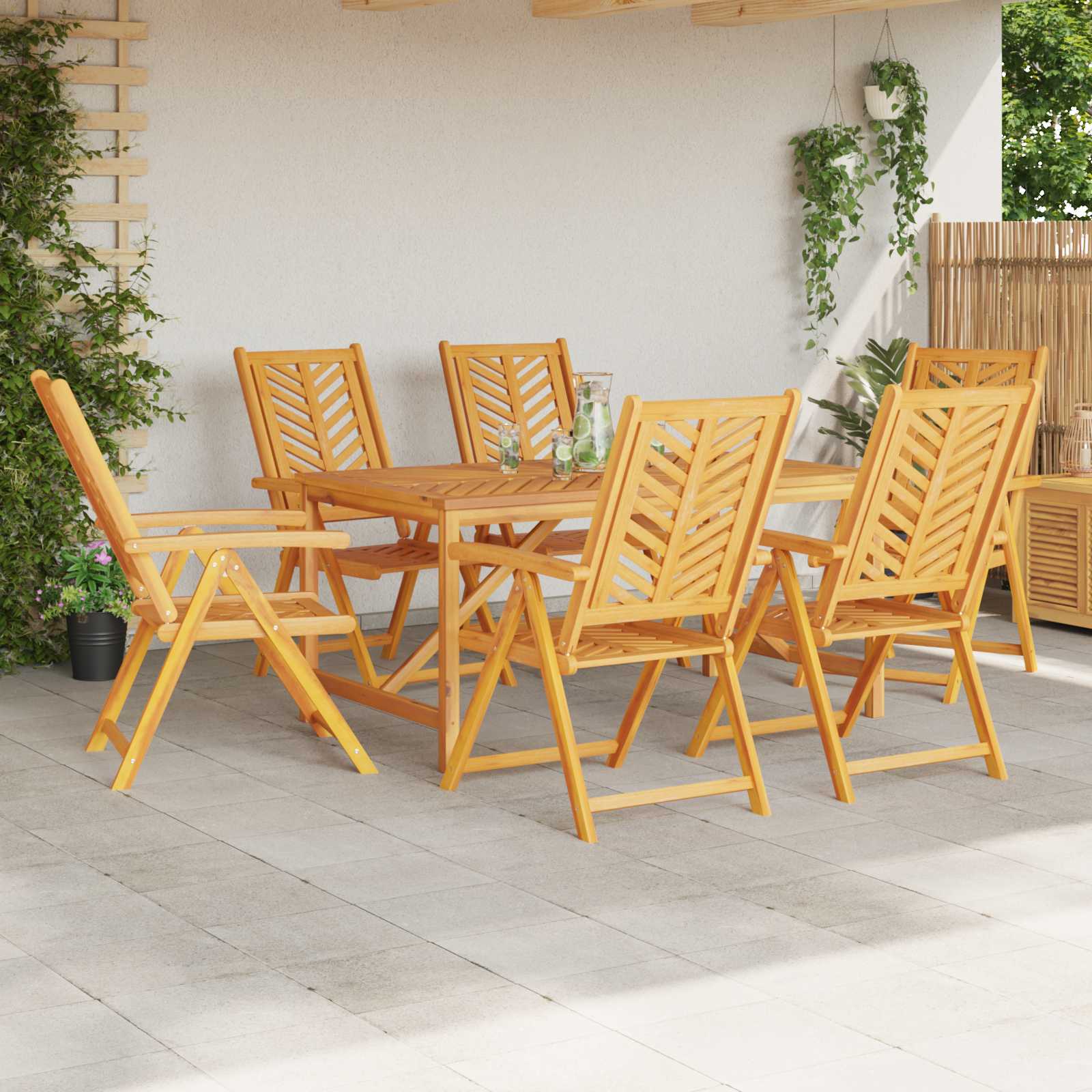 Hage Stol 6 pcs Brun 57 x 72 x 109 cm Solid akasietre vidaXL