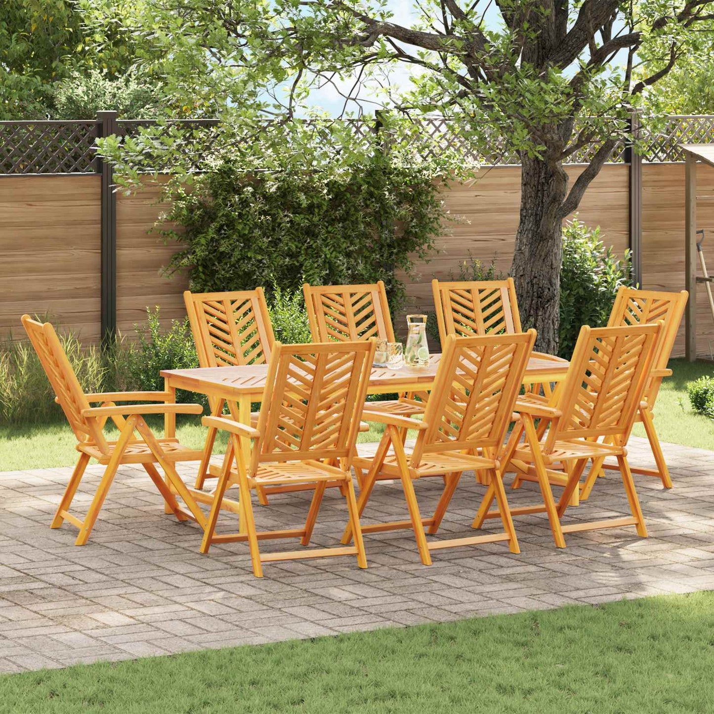 Hage Stol 8 pcs Brun 57 x 72 x 109 cm Solid akasietre vidaXL