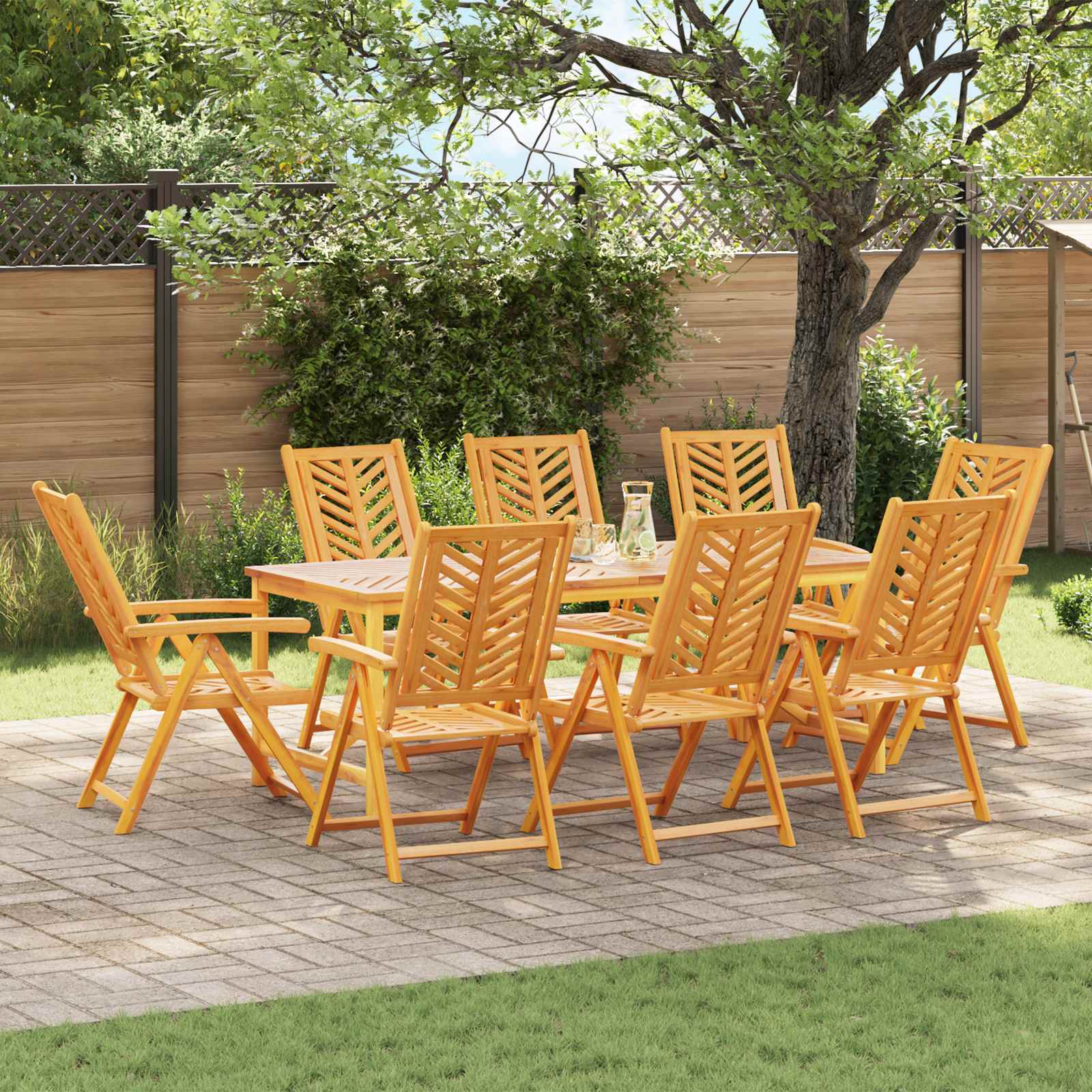 Hage Stol 8 pcs Brun 57 x 72 x 109 cm Solid akasietre vidaXL