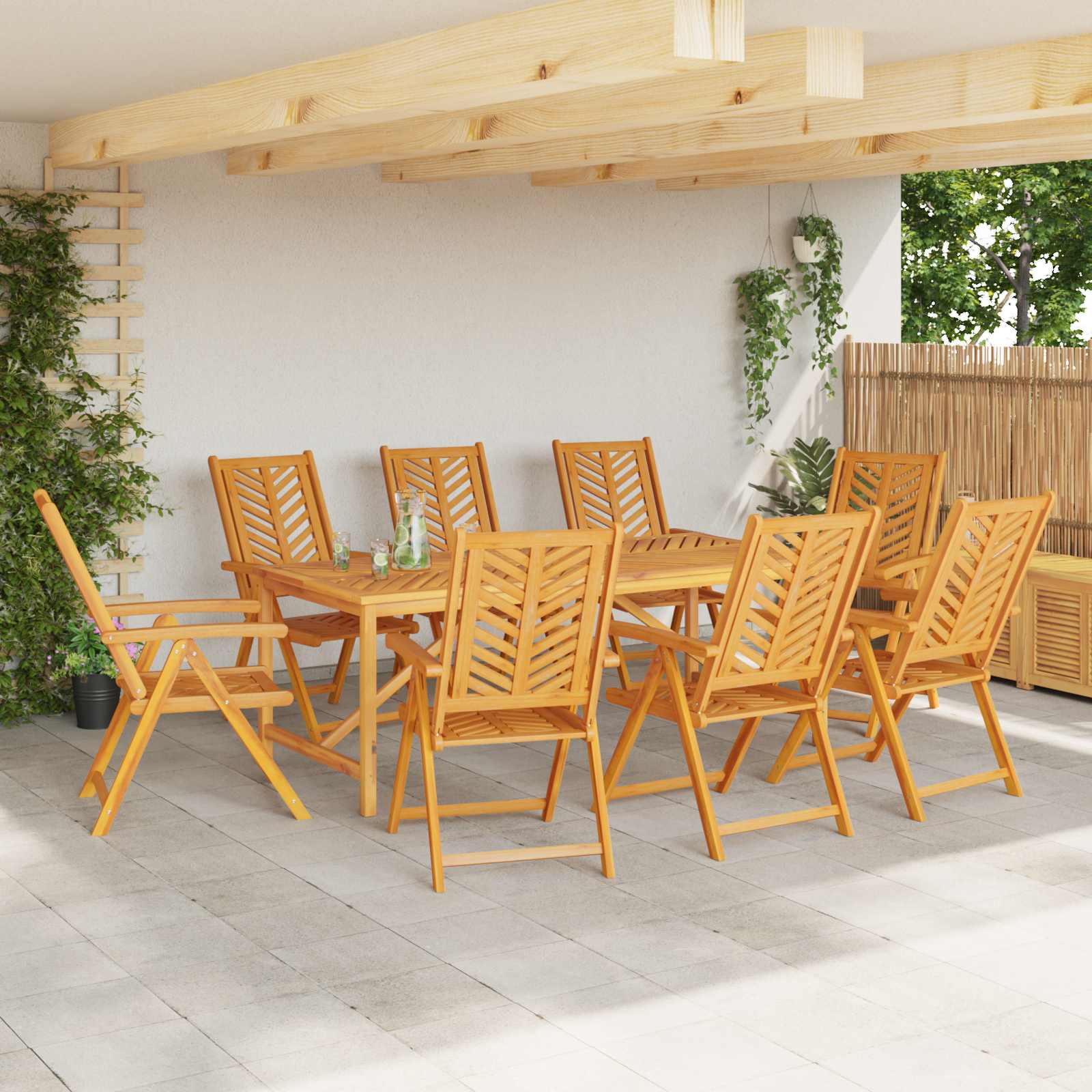Hage Stol 8 pcs Brun 57 x 72 x 109 cm Solid akasietre vidaXL