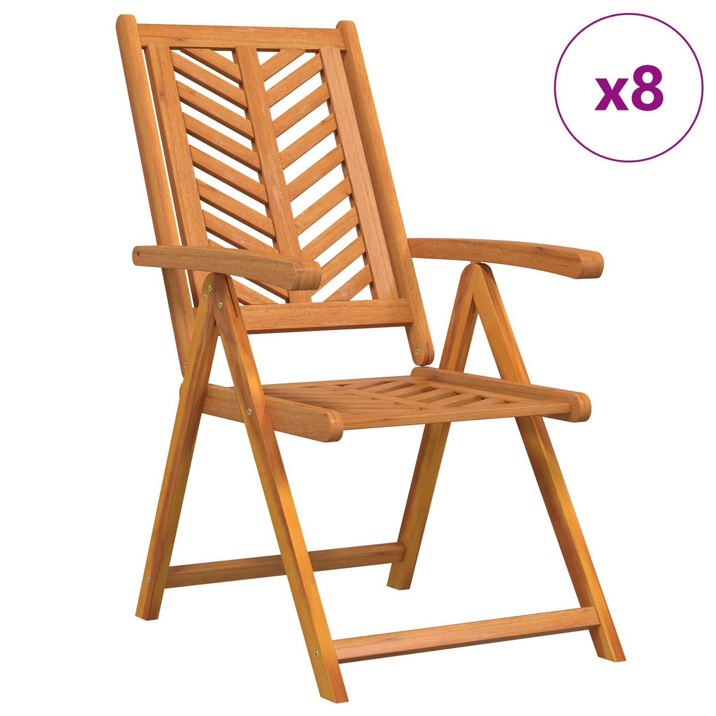 Hage Stol 8 pcs Brun 57 x 72 x 109 cm Solid akasietre vidaXL