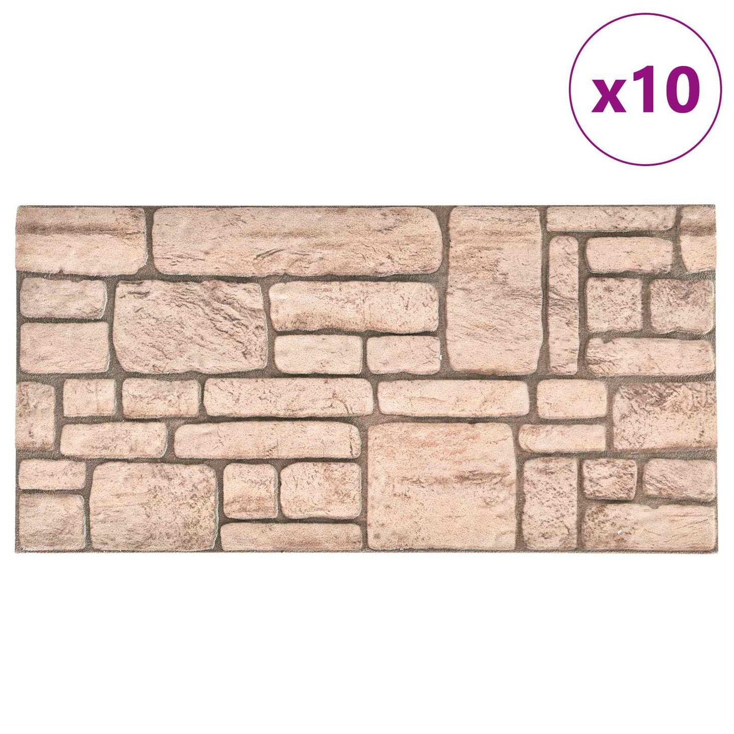 Veggpaneler 10 pcs Beige 100 x 50 cm EPS Skum
